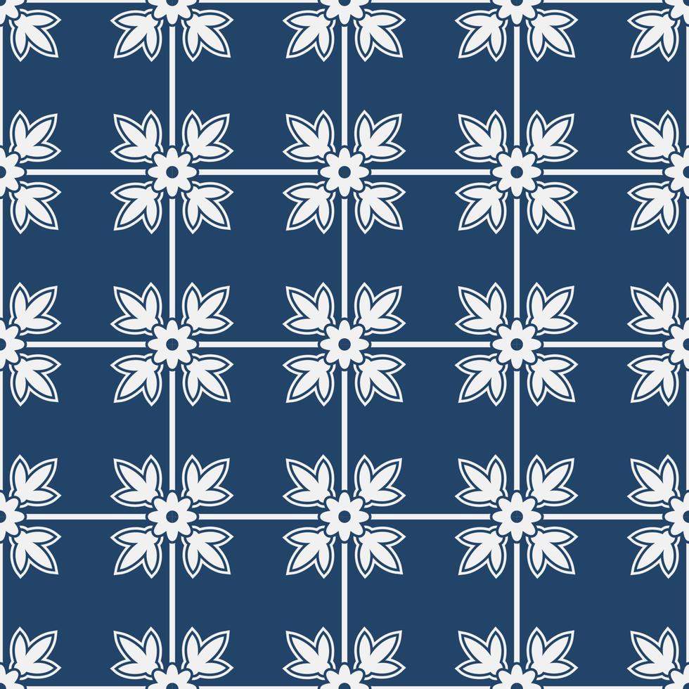 padrão delft vintage azul e branco vetor