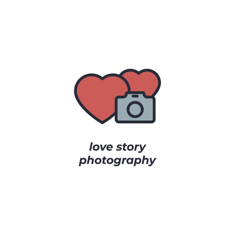 símbolo de fotografia de história de amor de sinal vetorial é isolado em um fundo branco. cor do ícone editável. vetor