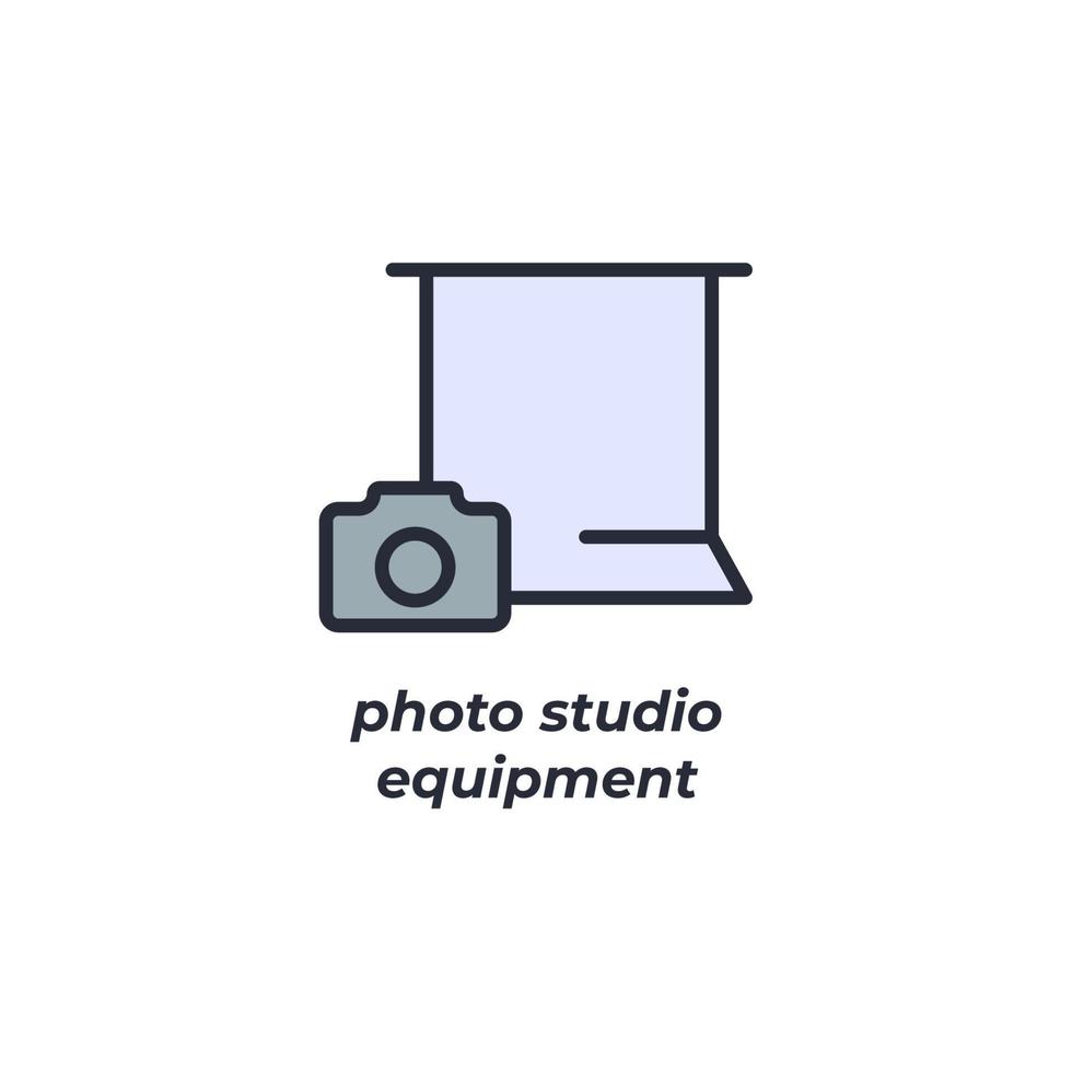 o símbolo do equipamento do estúdio da foto do sinal do vetor é isolado em um fundo branco. cor do ícone editável.