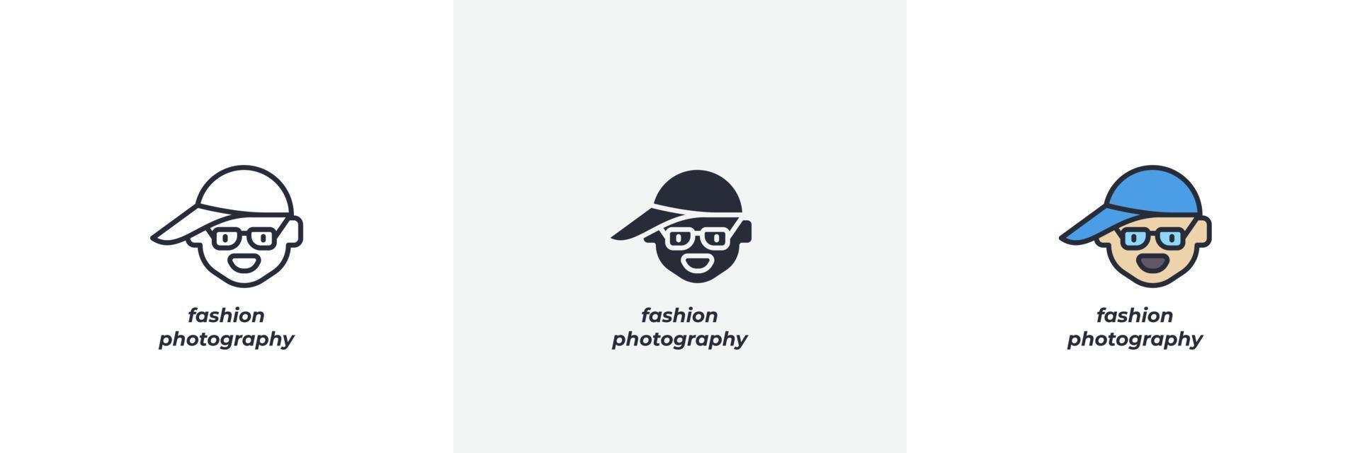 ícone da fotografia de moda. linha, versão colorida de contorno sólido e preenchido, contorno e sinal vetorial preenchido. símbolo da ideia, ilustração do logotipo. gráficos vetoriais vetor