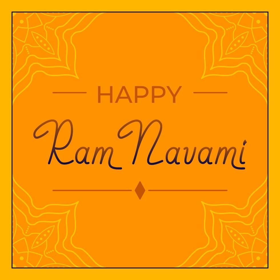 feliz ram navami lettering cartão postal quadrado para ilustração vetorial de celebração indiana em estilo simples vetor