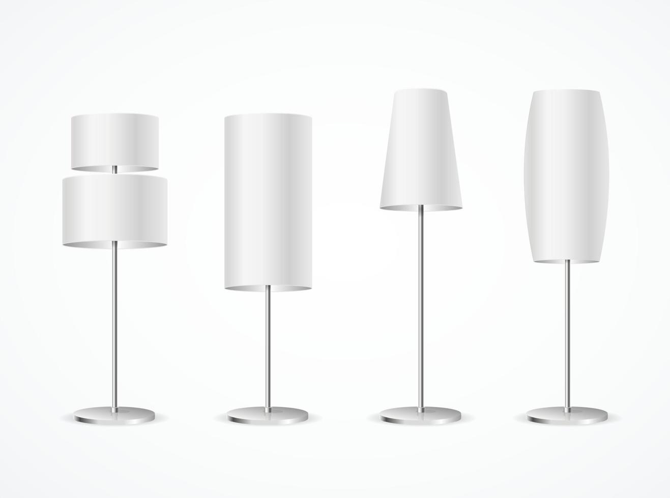conjunto de luminária de chão em branco 3d diferente realista detalhado. vetor