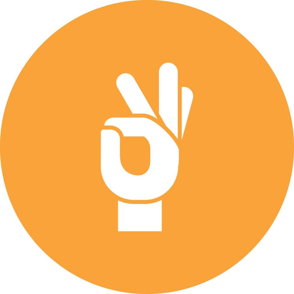 ícone de fundo do círculo de glifo de sinal de mão ok vetor