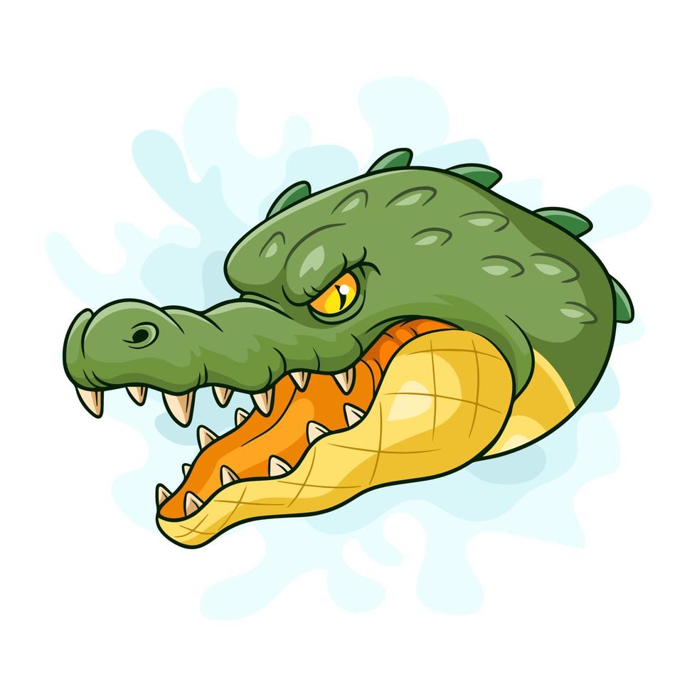 mascote de cabeça de crocodilo dos desenhos animados no fundo branco vetor