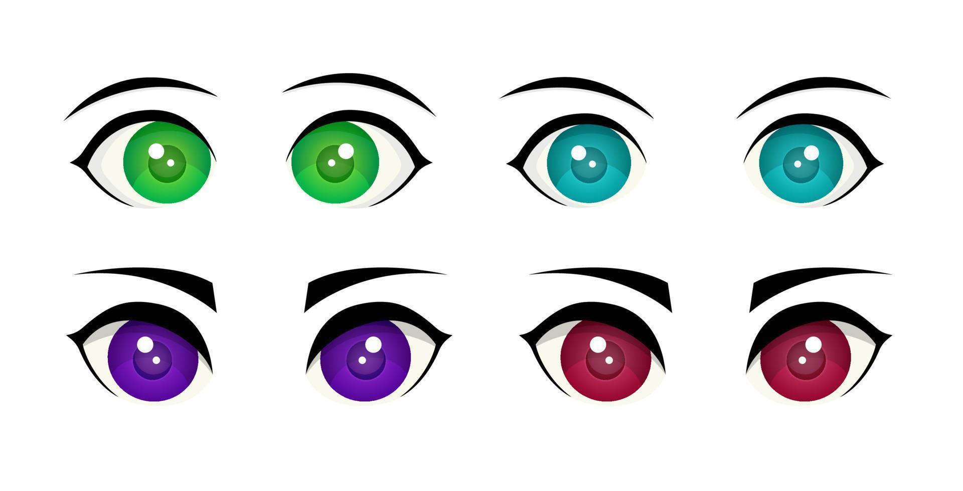 conjunto de olhos no estilo anime vetor