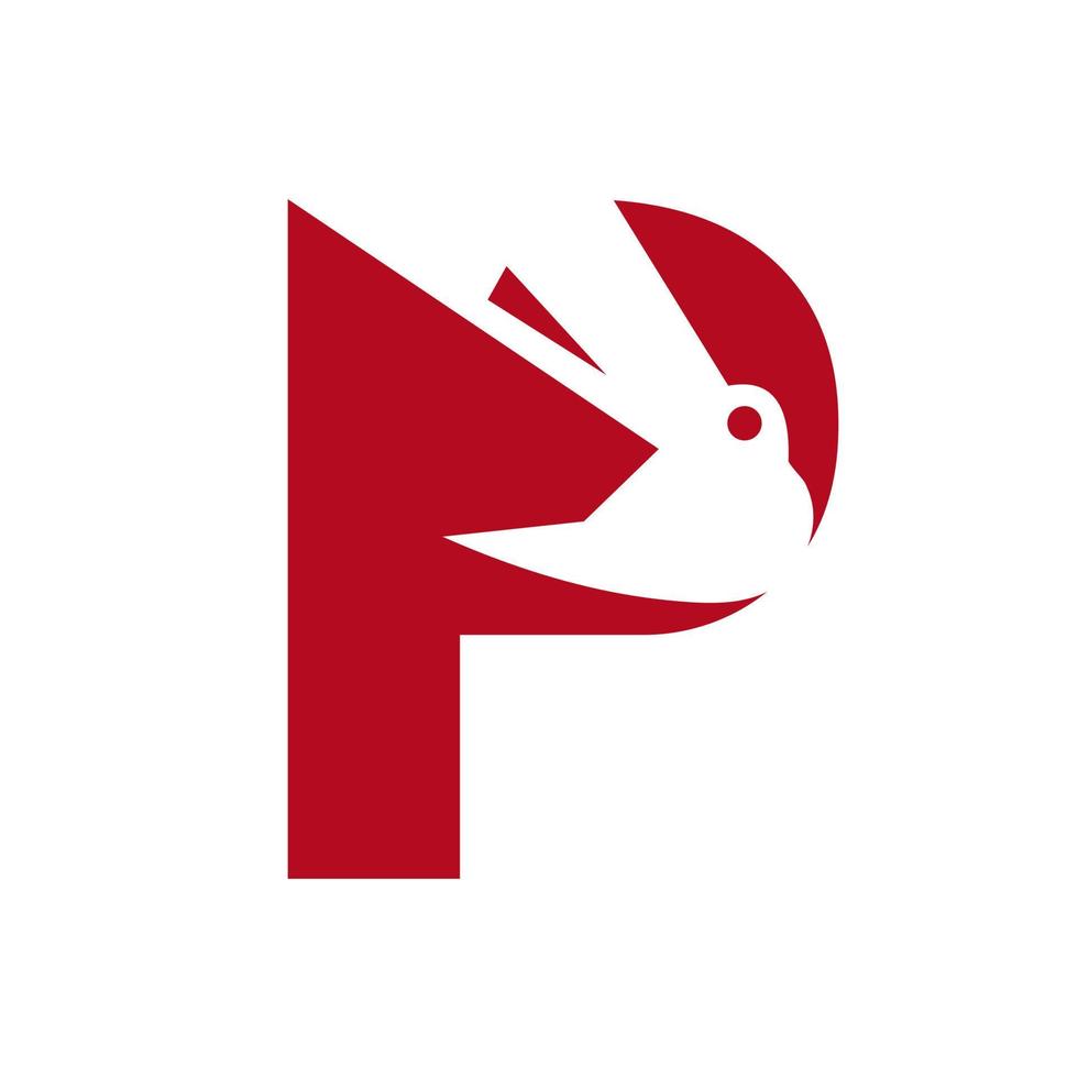 logotipo de construção da letra p combinado com modelo de vetor de símbolo de guindaste de construção