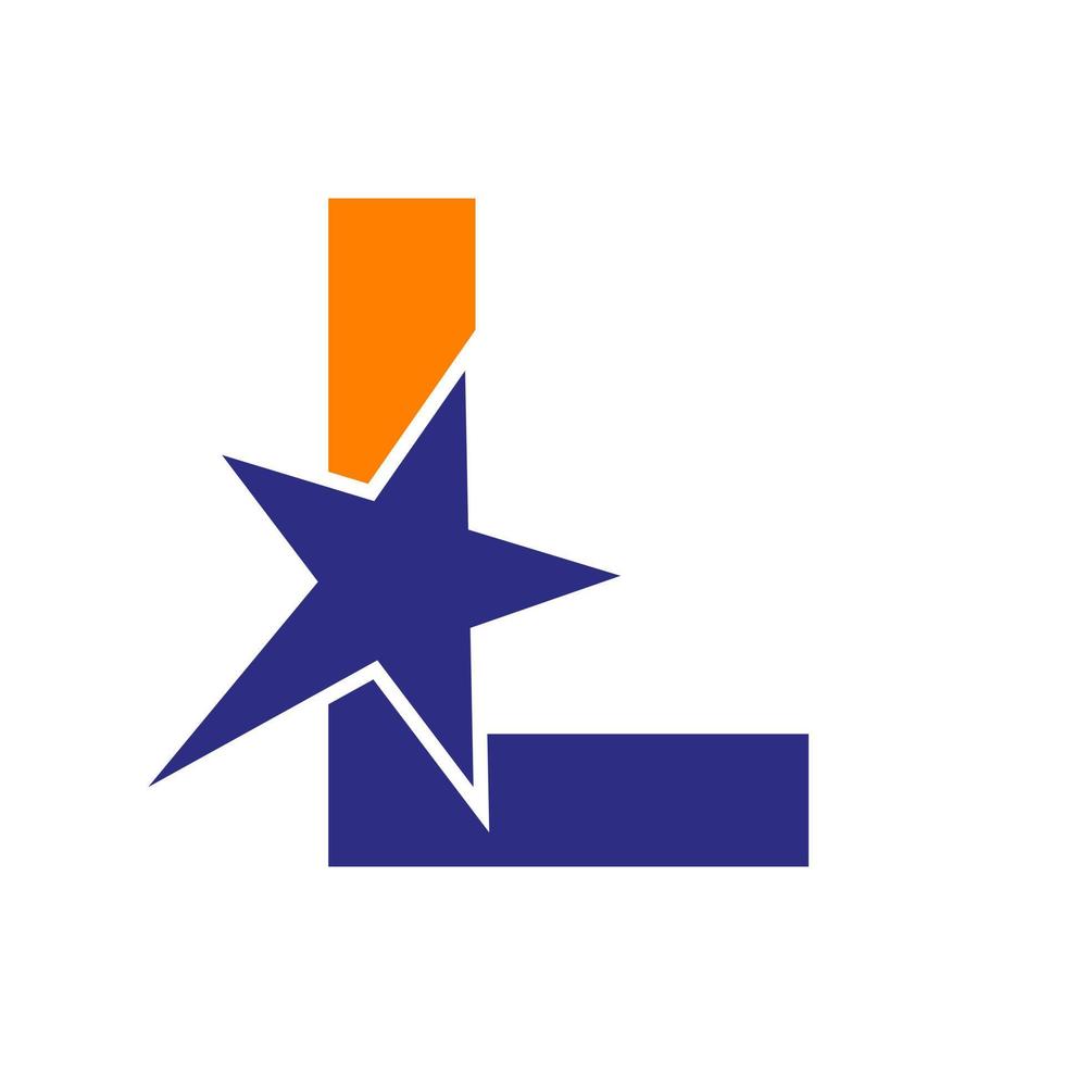 modelo de vetor de logotipo de estrela de letra l. símbolo de estrela mínima