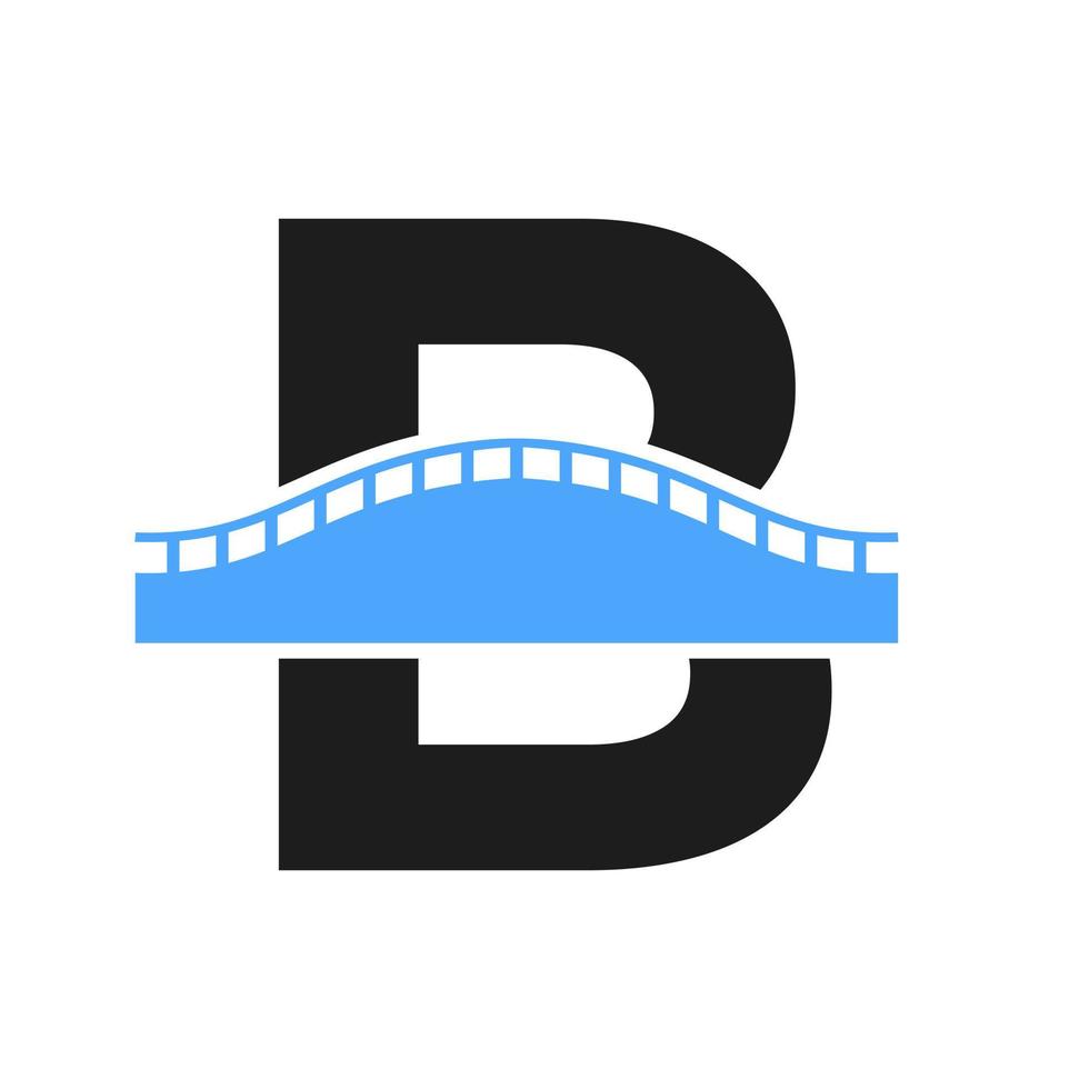 logotipo da ponte da letra b para modelo de vetor de negócios de transporte, jornada e construção