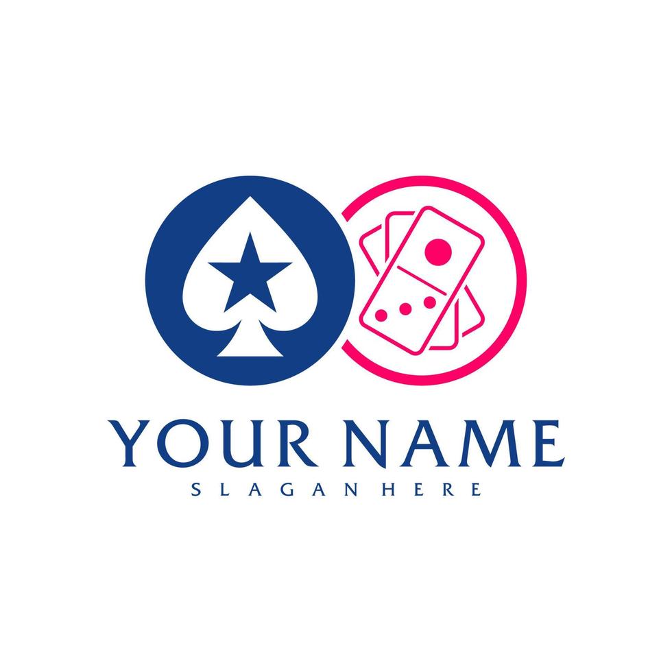 modelo de vetor de logotipo de dominó de pôquer, conceitos criativos de design de logotipo de dominó