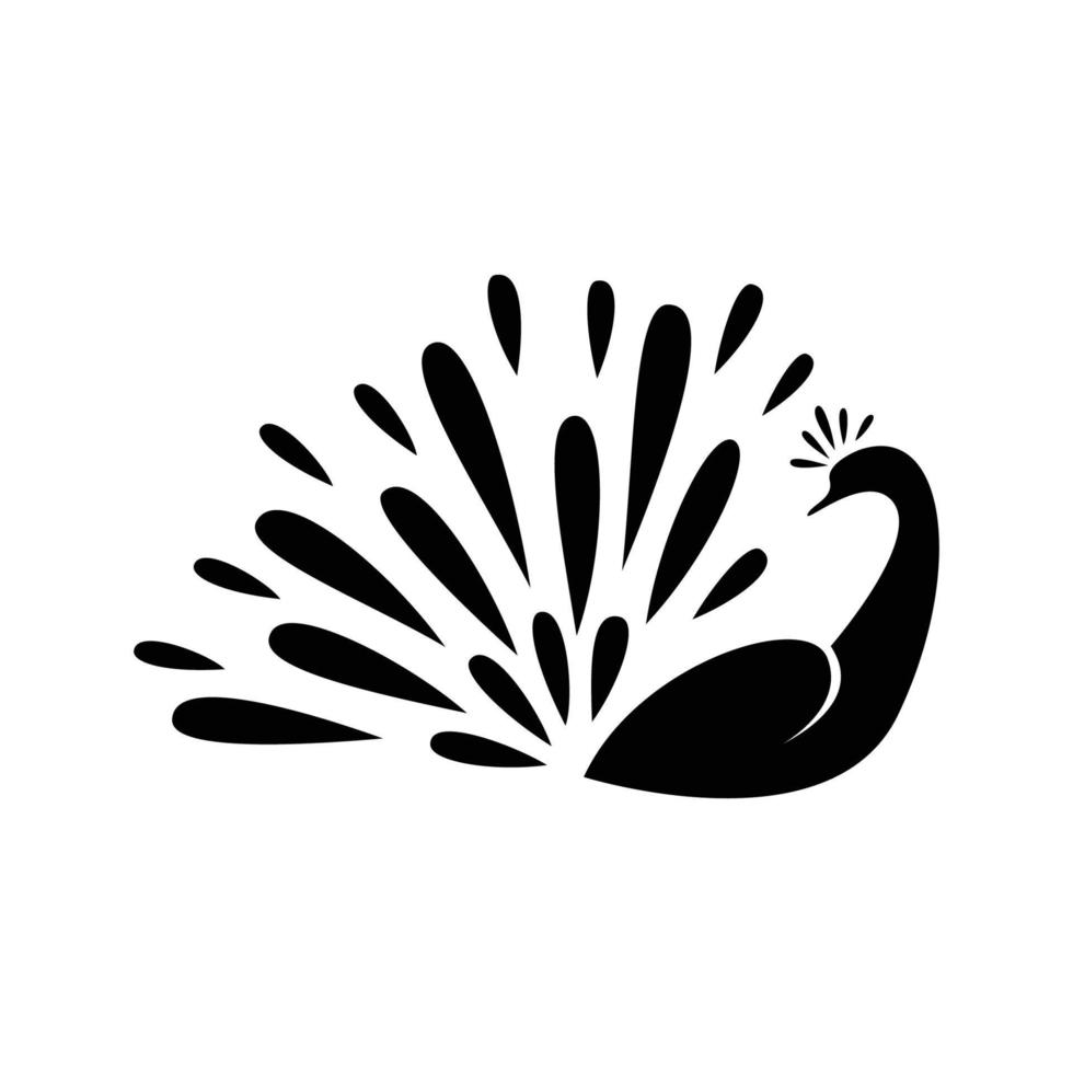 design de logotipo de silhueta de pavão. ícone de pássaro exótico, sinal e símbolo. vetor