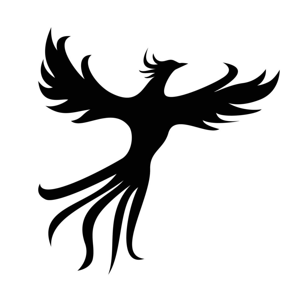 desenho de silhueta de fênix. pássaro de fogo na mitologia. vetor