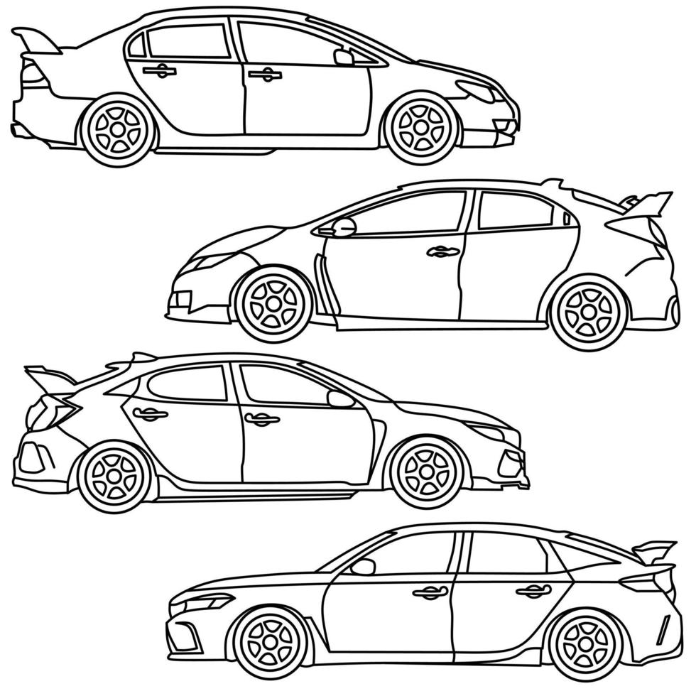 ilustração vetorial de carros de corrida, livro para colorir ou página  16124088 Vetor no Vecteezy