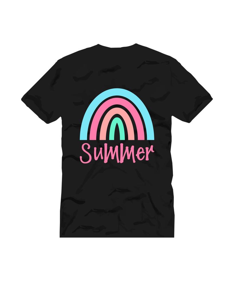 verão com design de vetor de arco-íris para design de camiseta