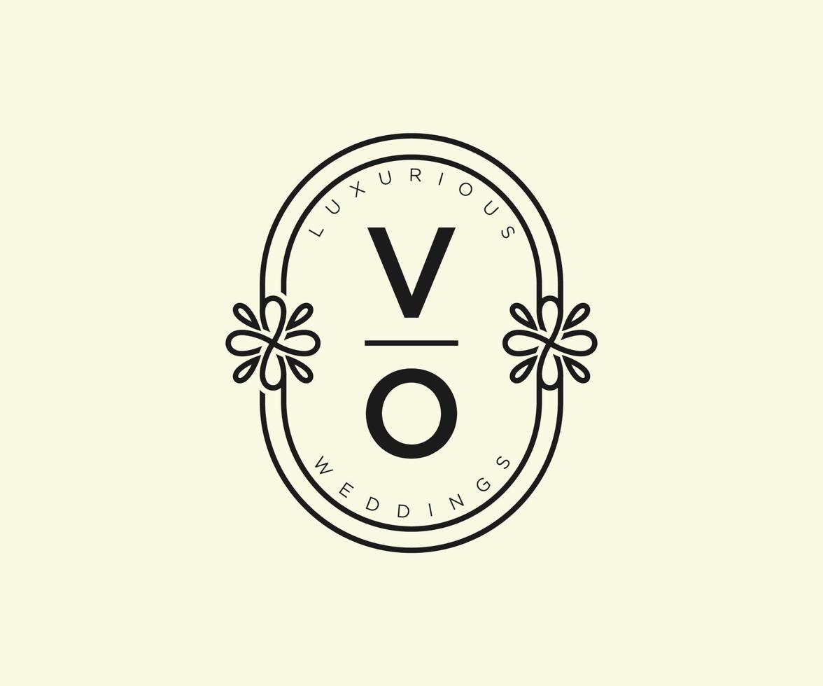 modelo de logotipos de monograma de casamento de carta de iniciais vo, modelos modernos minimalistas e florais desenhados à mão para cartões de convite, salve a data, identidade elegante. vetor