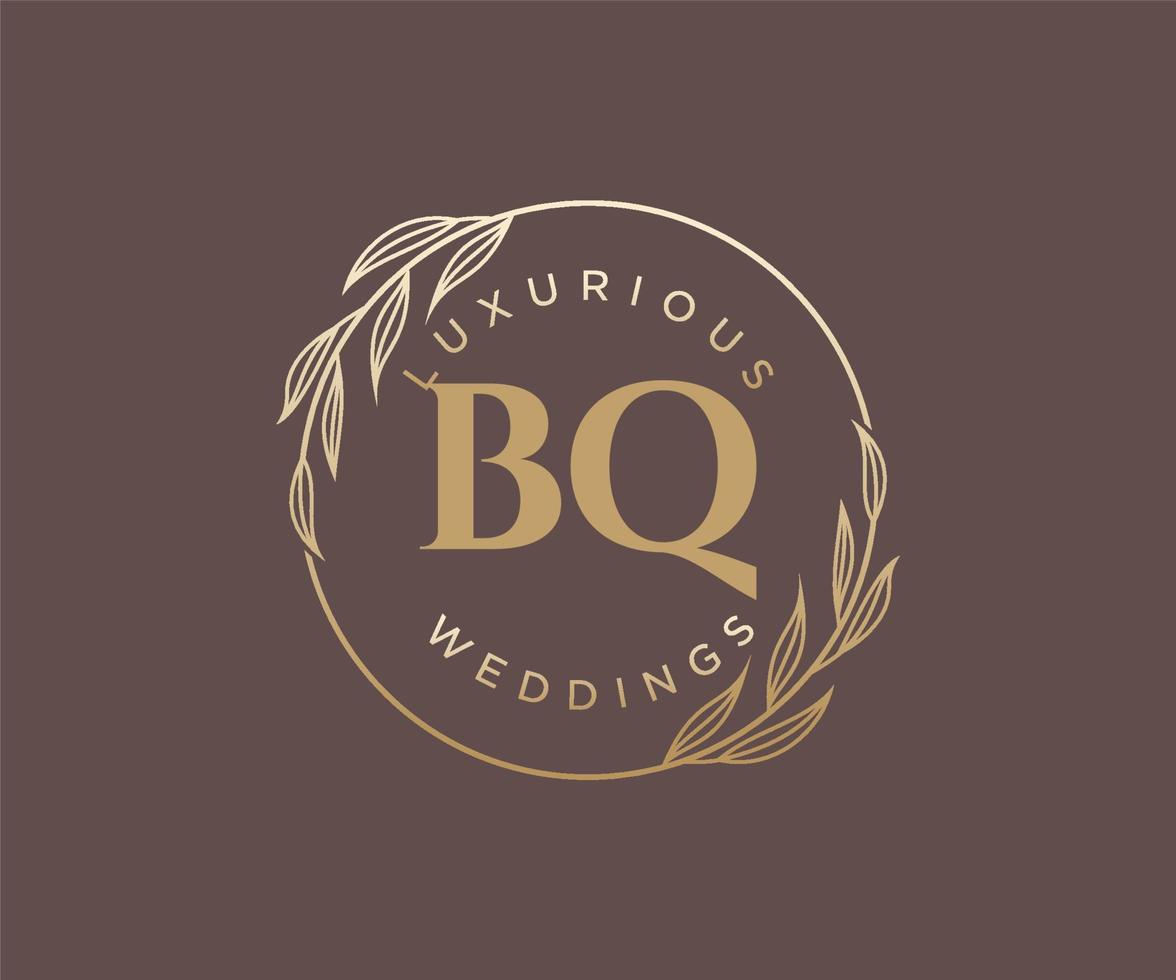 bq letras iniciais modelo de logotipos de monograma de casamento, modelos minimalistas e florais modernos desenhados à mão para cartões de convite, salve a data, identidade elegante. vetor