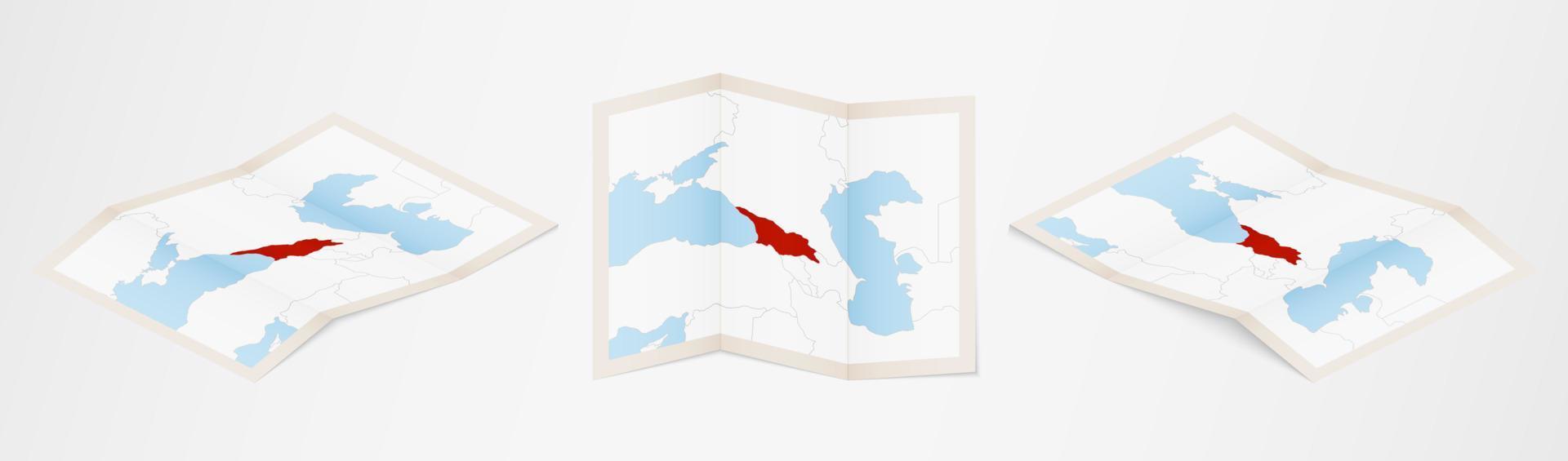 mapa dobrado da geórgia em três versões diferentes. vetor