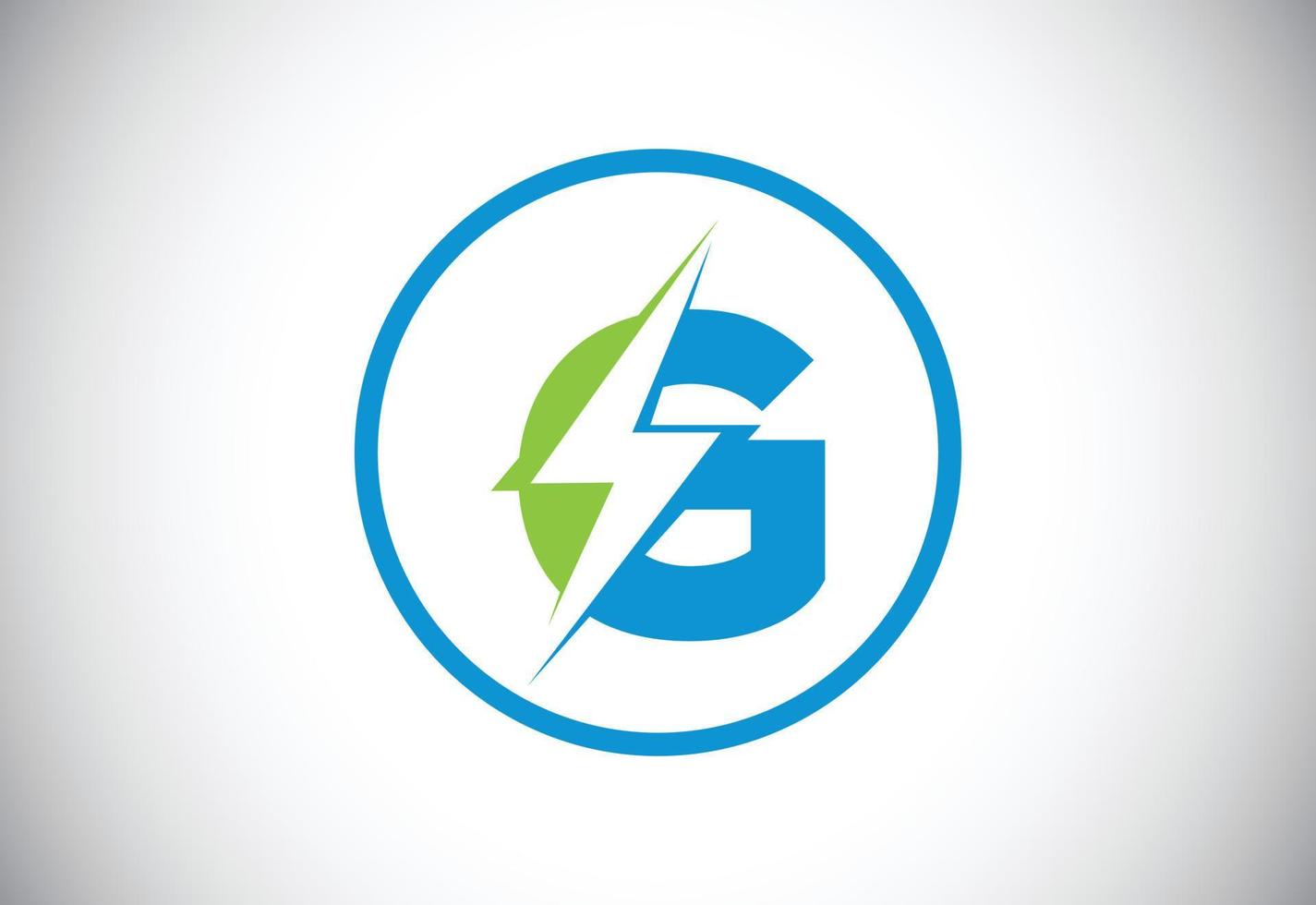 design inicial do logotipo da letra g com raio de trovão de iluminação. vetor de logotipo de letra de parafuso elétrico