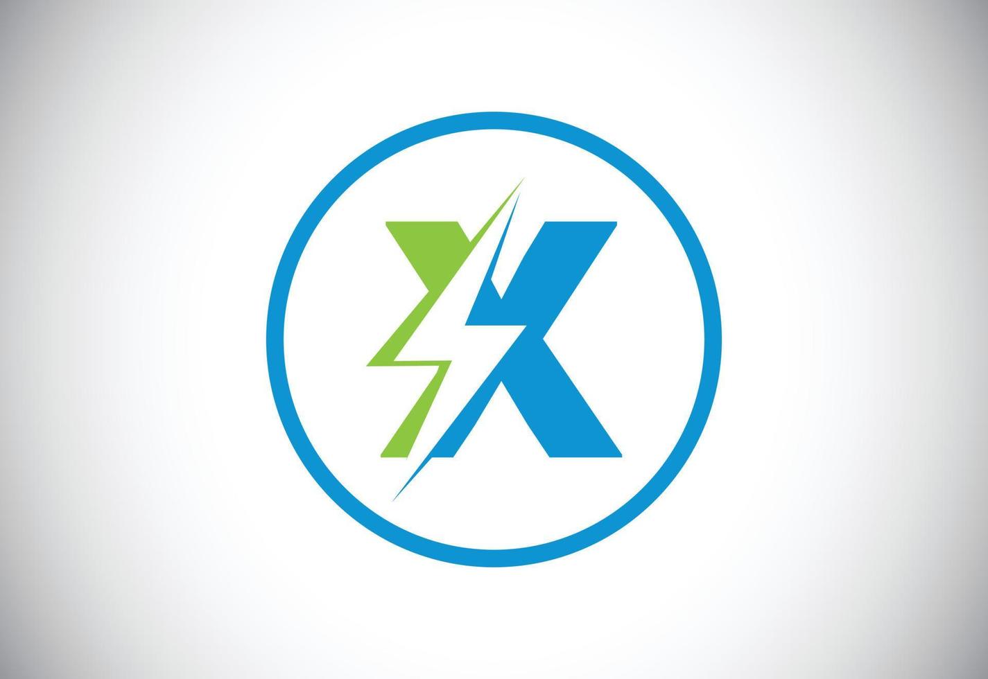 design de logotipo de letra x inicial com raio de trovão de iluminação. vetor de logotipo de letra de parafuso elétrico
