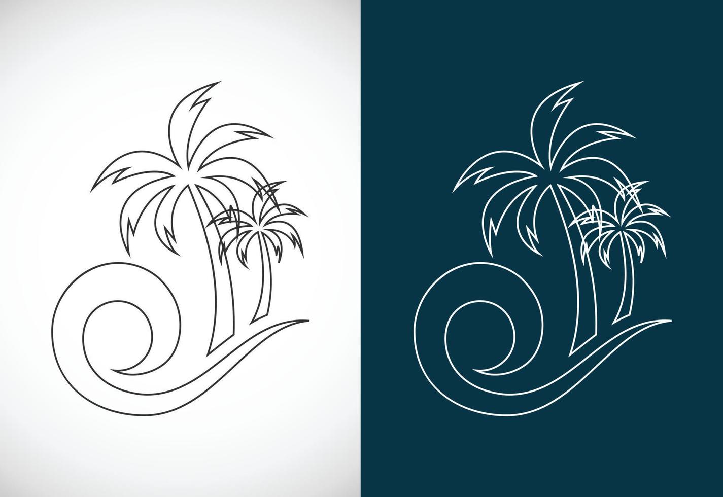 ilustração em vetor design de logotipo de arte de linha de praia tropical única e moderna simples