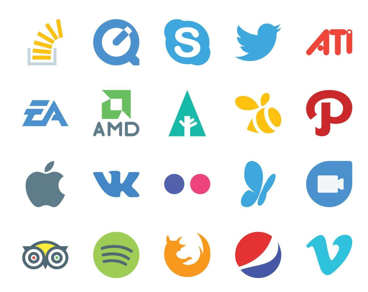 20 pacotes de ícones de mídia social, incluindo tweet de enxame de maçã para esportes iniciais vetor