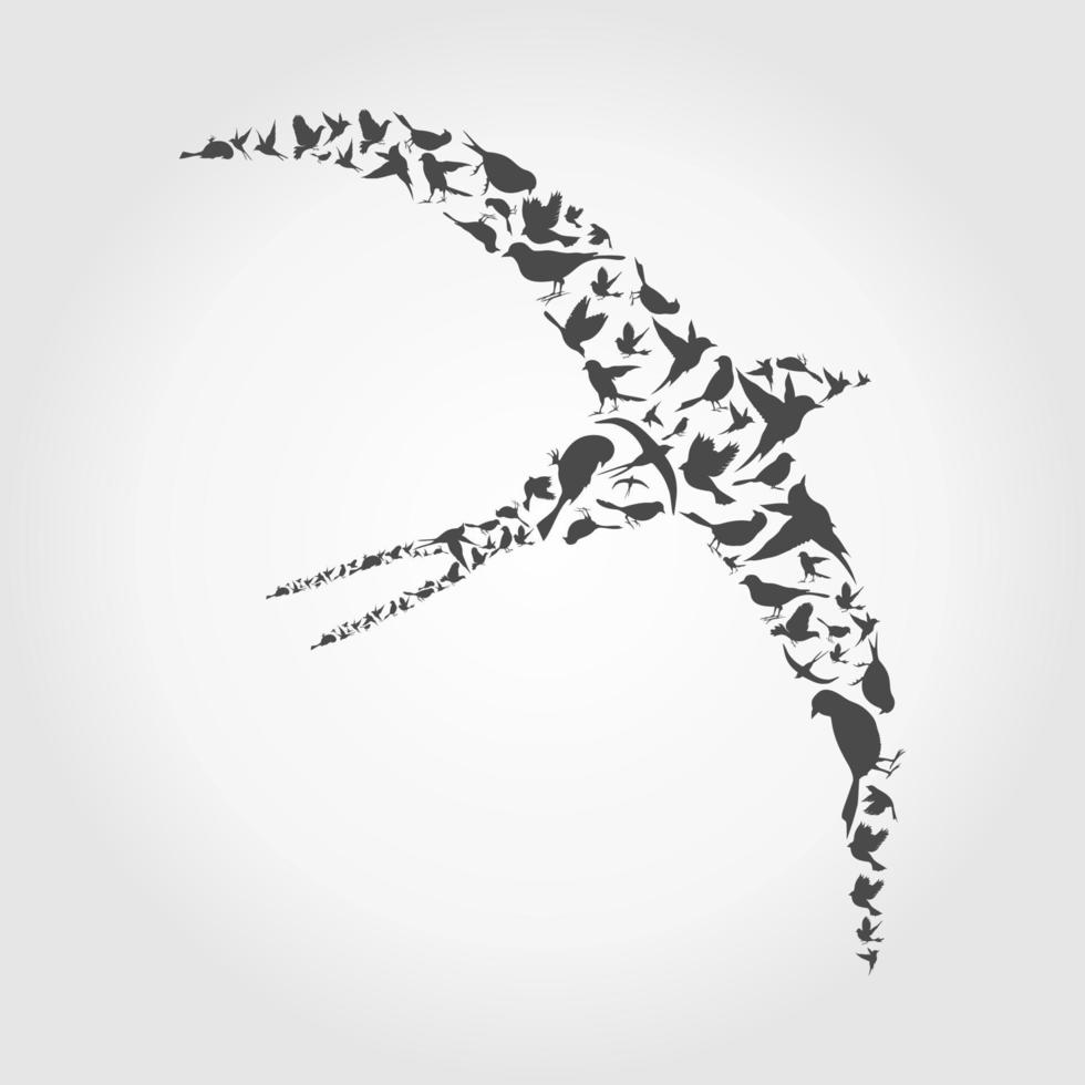 pássaro feito de pássaros. uma ilustração vetorial vetor