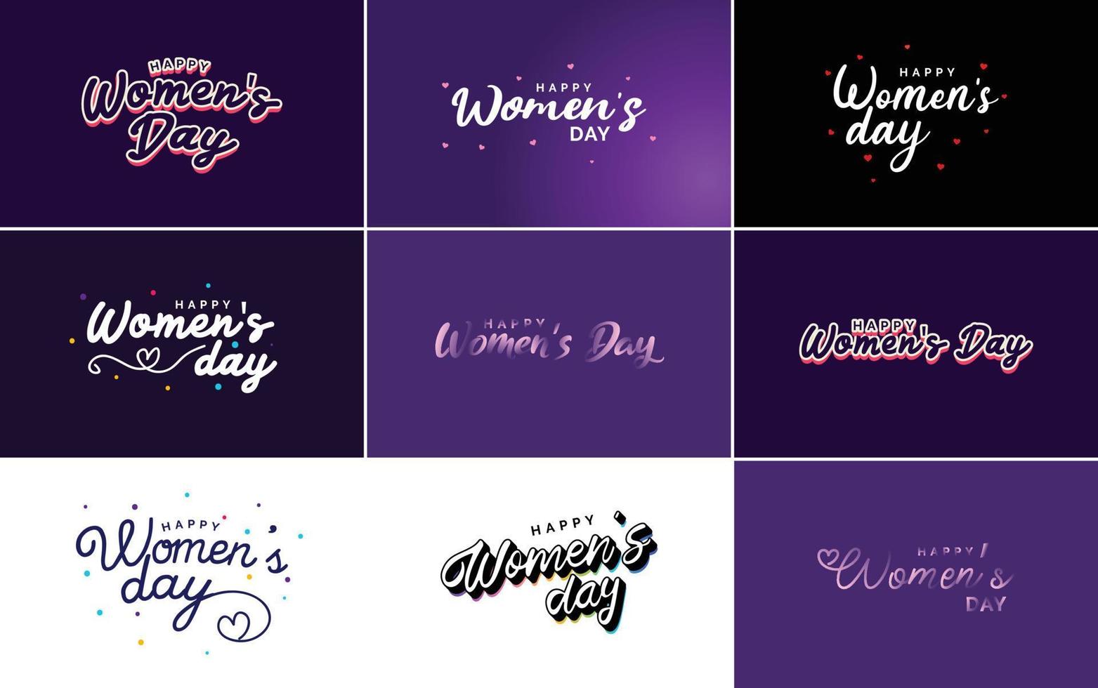 dia internacional da mulher vector tipografia manuscrita com um esquema de cores gradiente