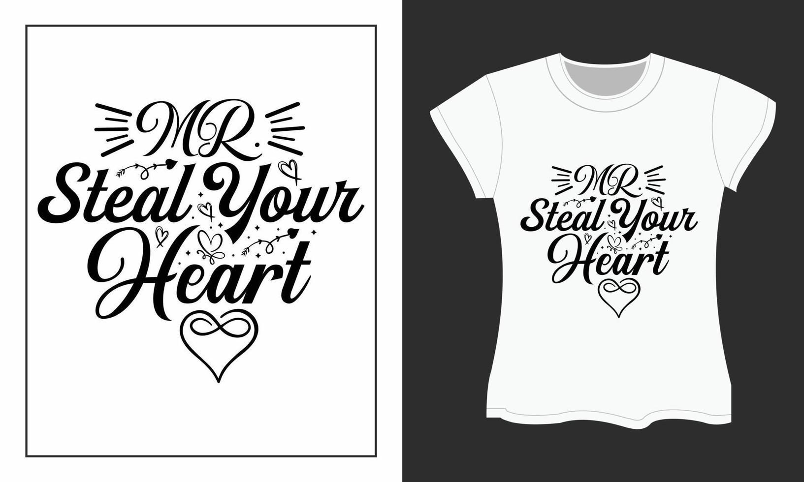 design de camiseta svg dos namorados, sr. roubar seu coração vetor