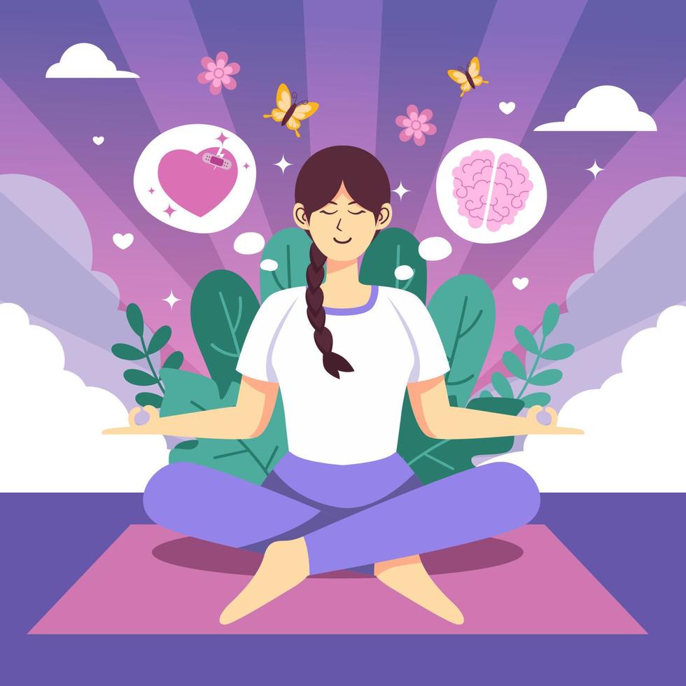 autocuidado de ioga para saúde mental vetor