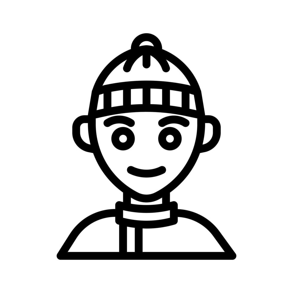 ícone de avatar de perfil de homem com vetor de estilo de contorno, homem em roupas de inverno
