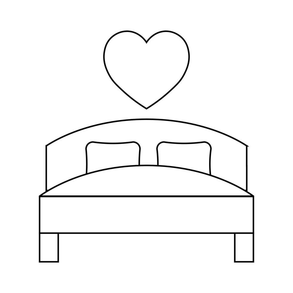 ilustração simples de cama com ícone de coração para st. Dia dos Namorados vetor