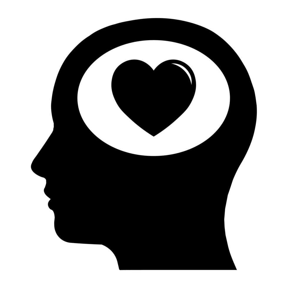 ilustração simples da cabeça com ícone de coração para st. Dia dos Namorados vetor