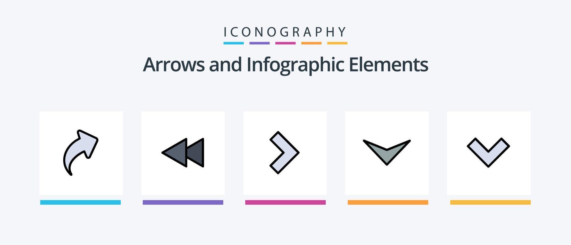 linha de seta cheia de 5 ícones incluindo . restaurar. durar. flecha. Toque. design de ícones criativos vetor