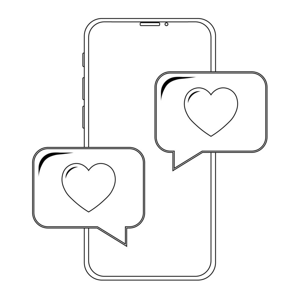 ilustração simples de telefone com o ícone de um coração para st. Dia dos Namorados vetor