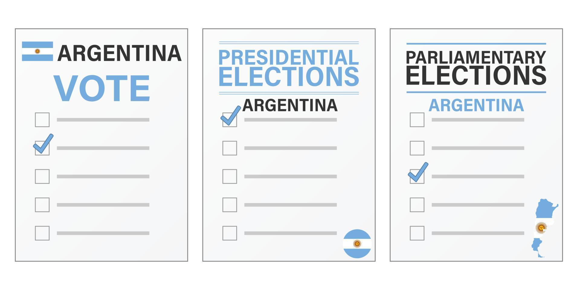 maquete de cédula de votação das eleições argentinas para eleições presidenciais e parlamentares vetor