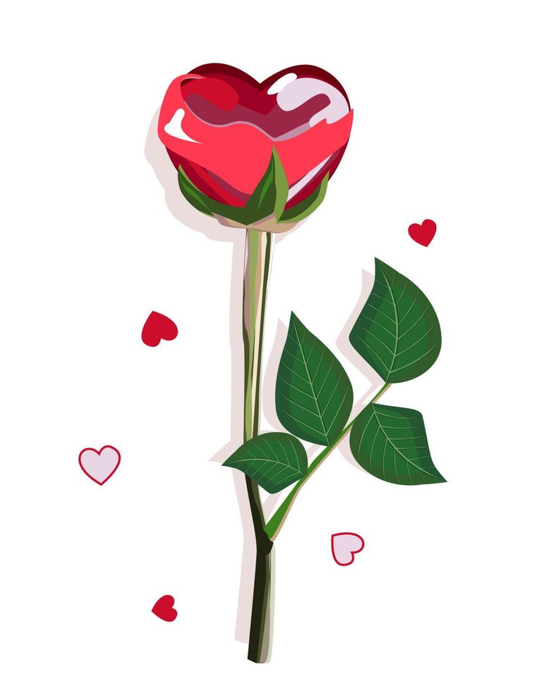 ilustração vetorial de uma rosa vermelha em forma de coração vetor