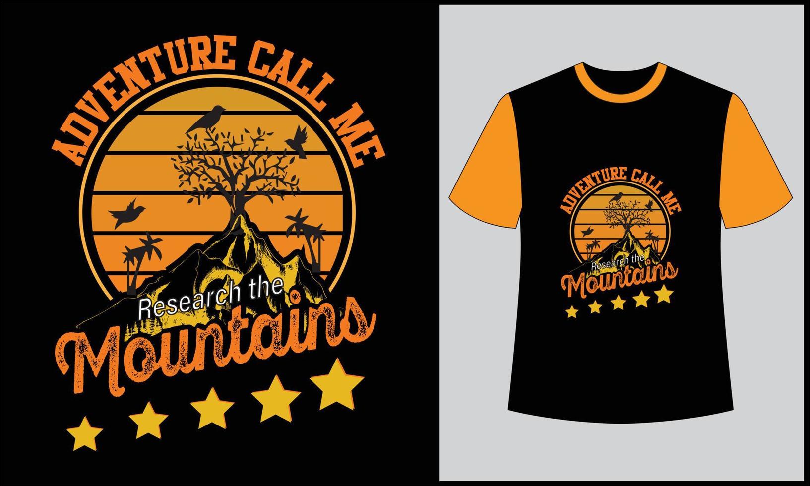 design de camiseta vetorial de ilustração de montanha de aventura vetor