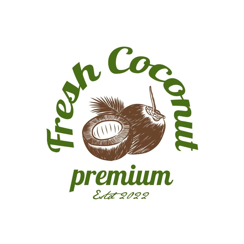 melhor logotipo vintage de coco fresco vetor