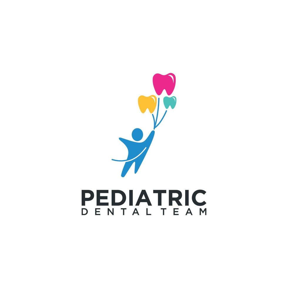 logotipo odontológico pediátrico e design de cartão de visita vetor