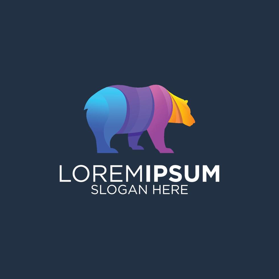 modelos de design de logotipo de urso colorido vetor