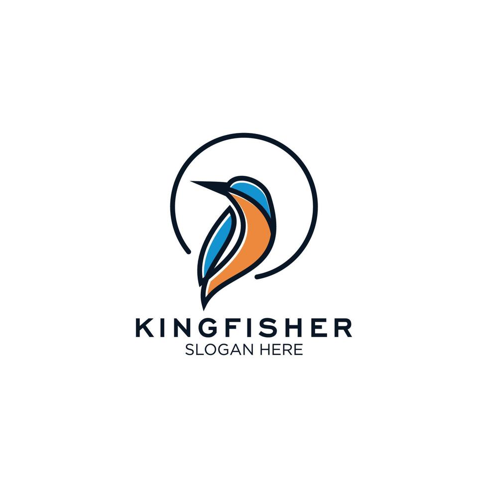 design de logotipo de arte de linha martim-pescador vetor
