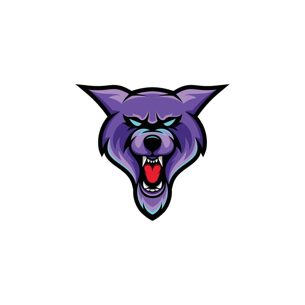 design de logotipo de mascote de esporte e lobo selvagem vetor