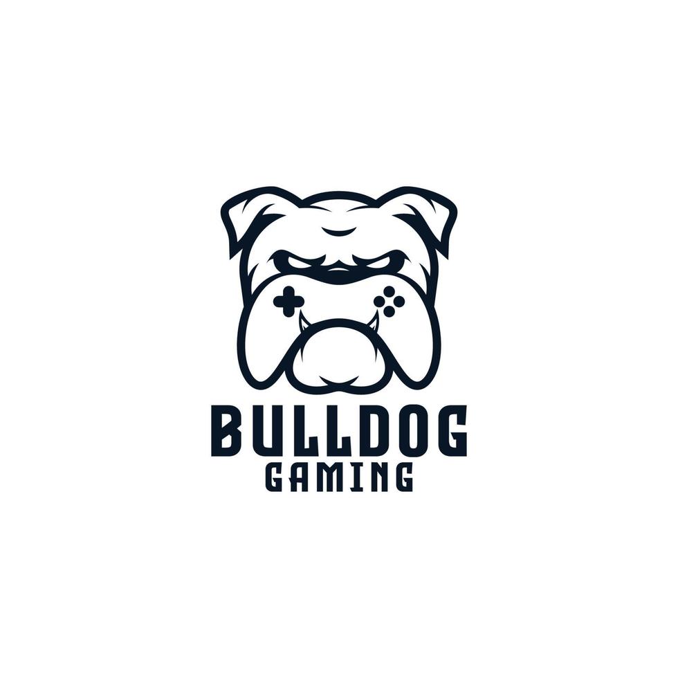 bulldog com design de logotipo de controlador de jogo vetor