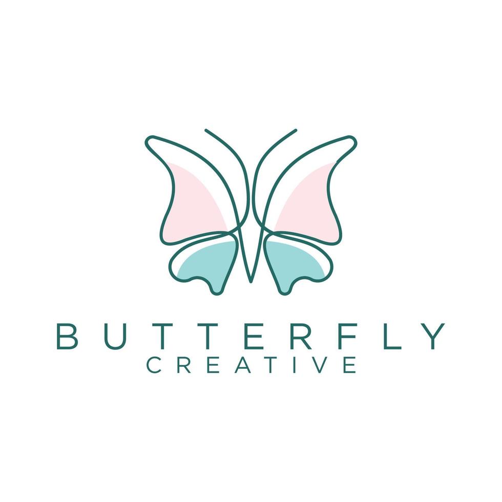 incrível design de logotipo de borboleta de arte de linha vetor