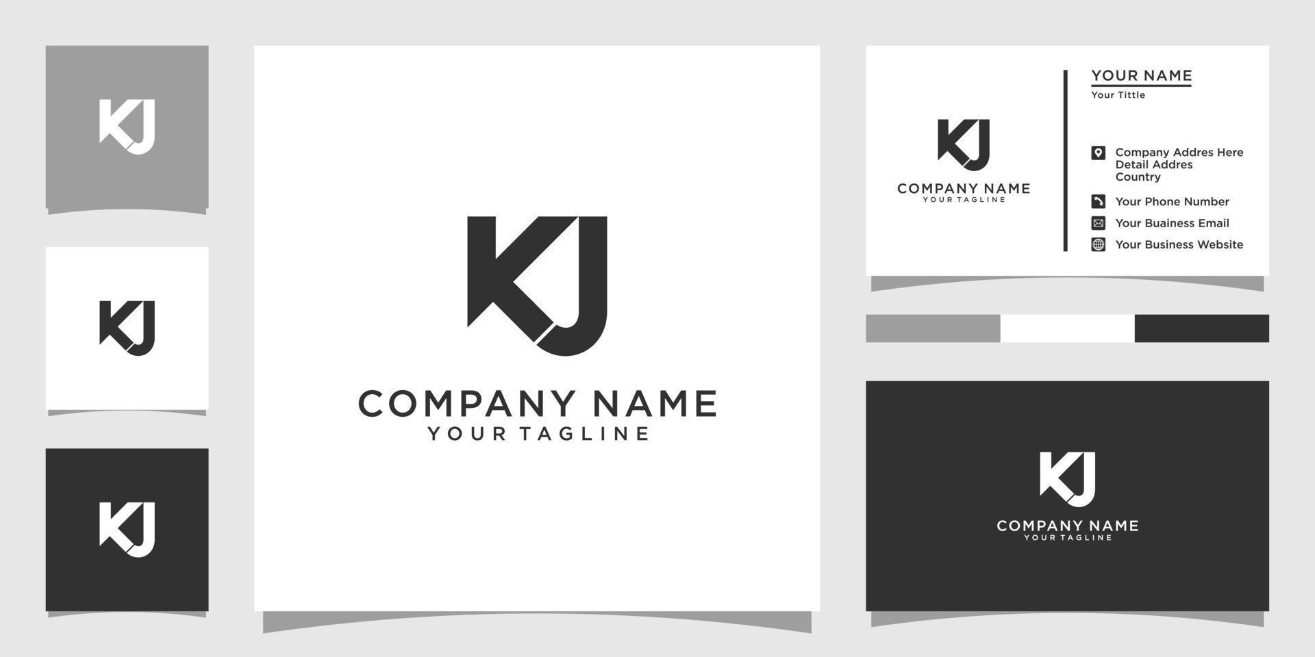 vetor de design de logotipo de letra inicial kj ou jk.