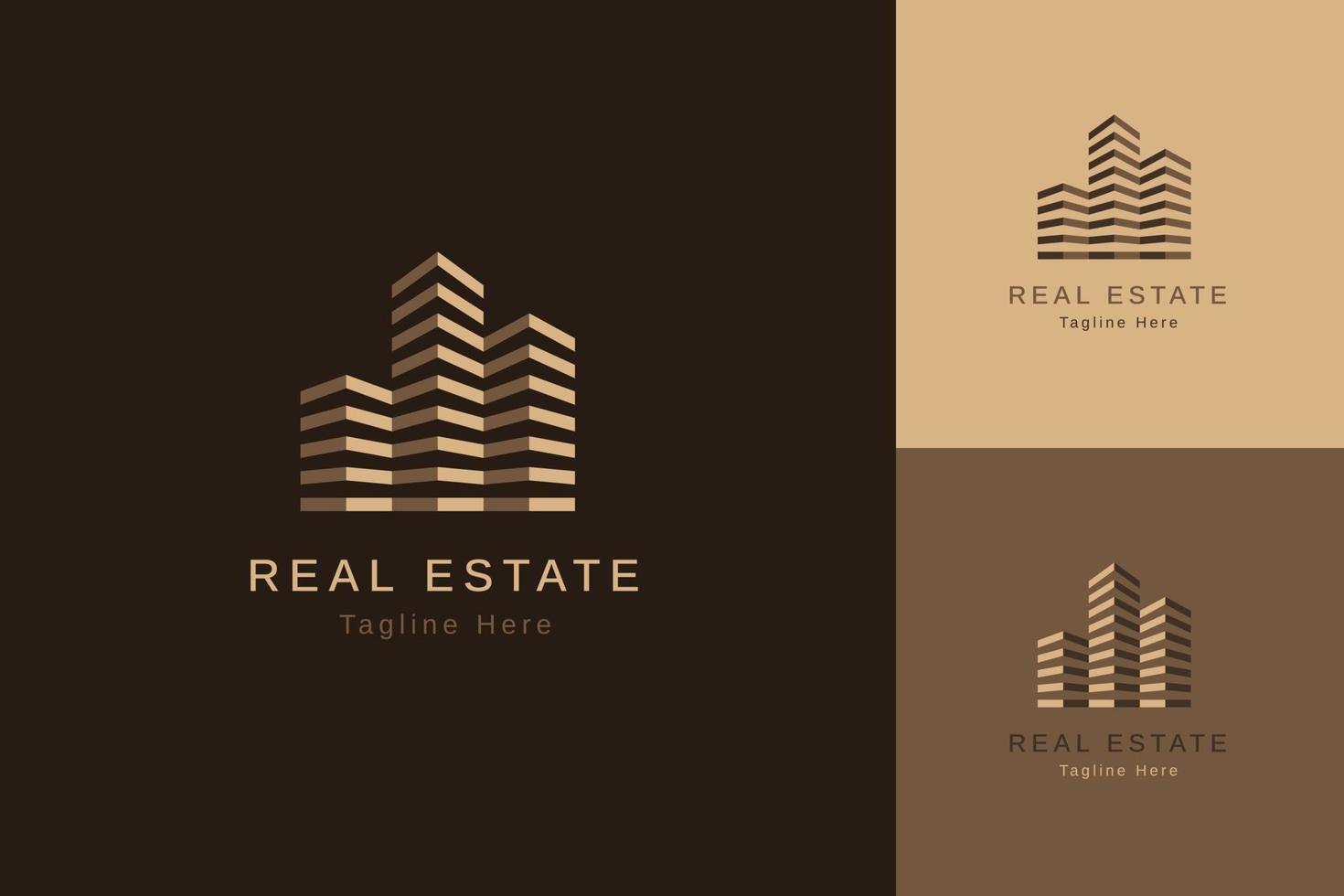 conjunto de modelo de design de vetor de logotipo de propriedade imobiliária com estilo de cor diferente