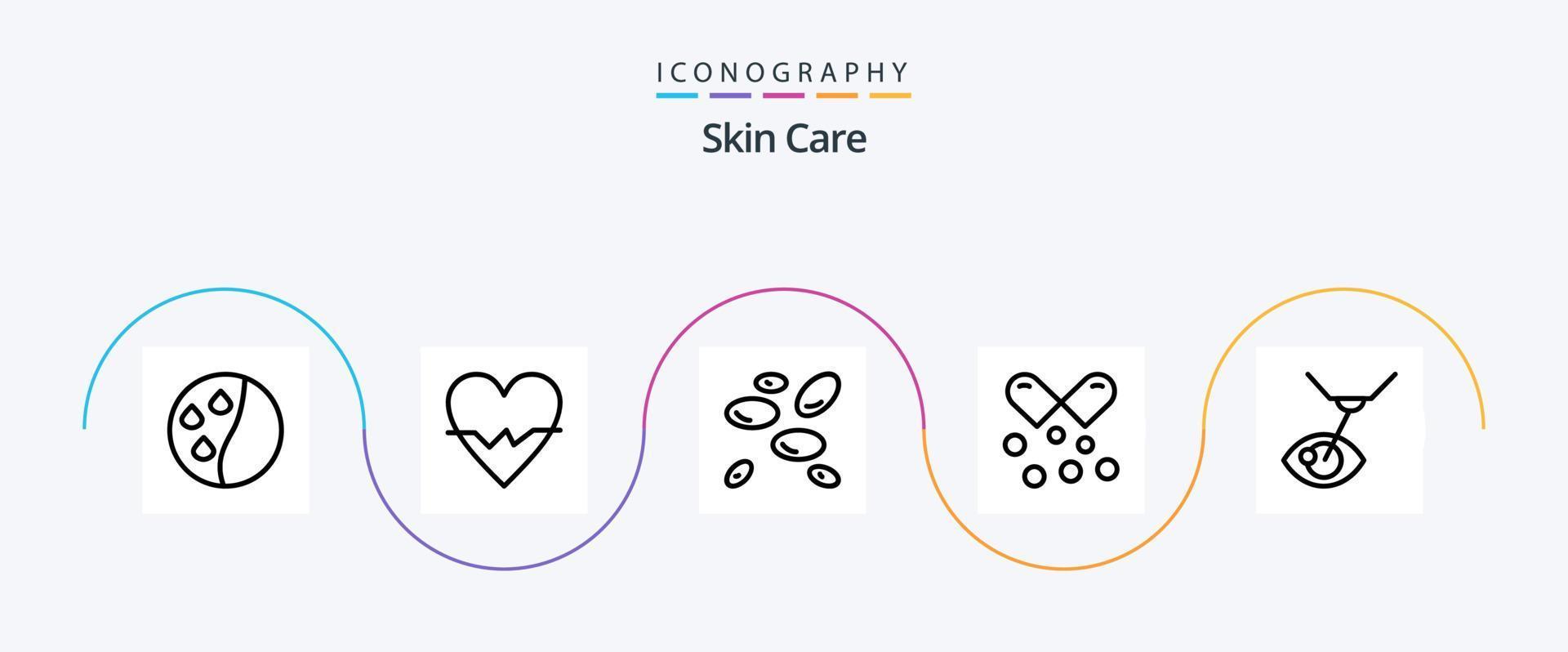 skin line 5 icon pack incluindo tratamento para os olhos. pílulas de ômega. wbcs. cápsulas de ômega. cápsulas de nutrientes vetor