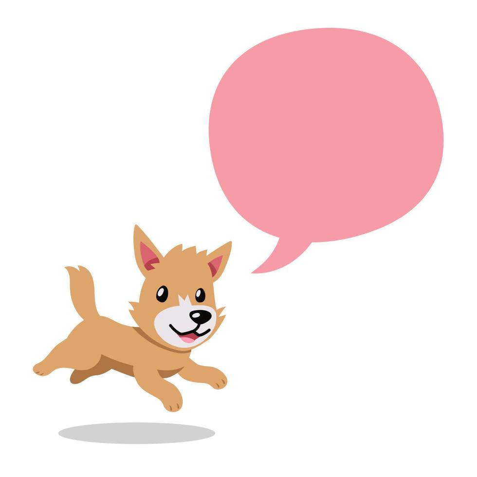 cachorro feliz de personagem de desenho animado com balão vetor