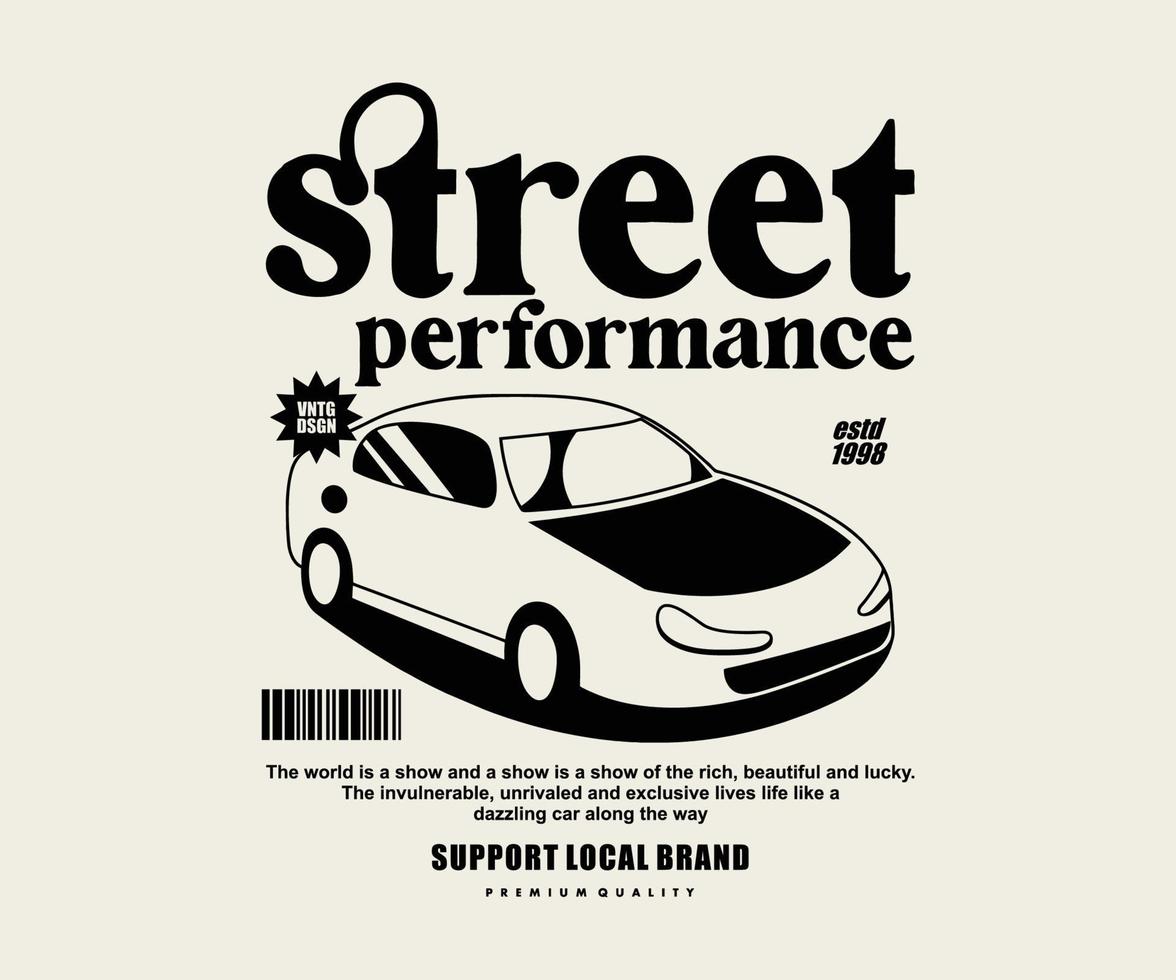 ilustração vintage de design de camiseta de carro, gráfico vetorial, pôster tipográfico ou roupas de rua de camisetas e estilo urbano vetor