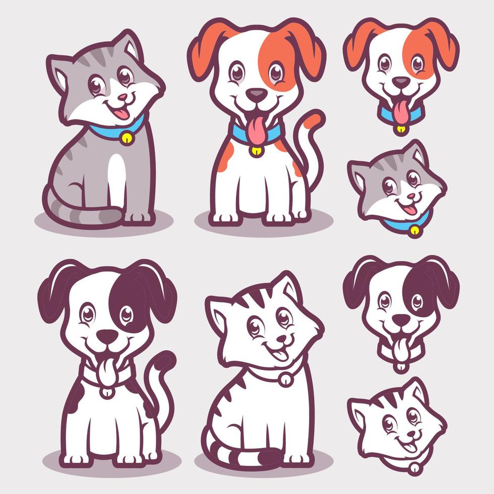 design de mascote de vetor de desenho de cachorro gato