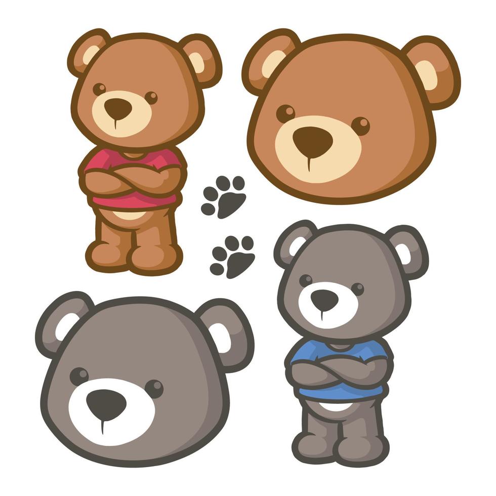mascote de personagem de desenho animado de urso fofo vetor